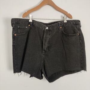 &Denim Women's Vintage High Waist Jean Shorts Size 22 Black Denim Shorts Raw Hem